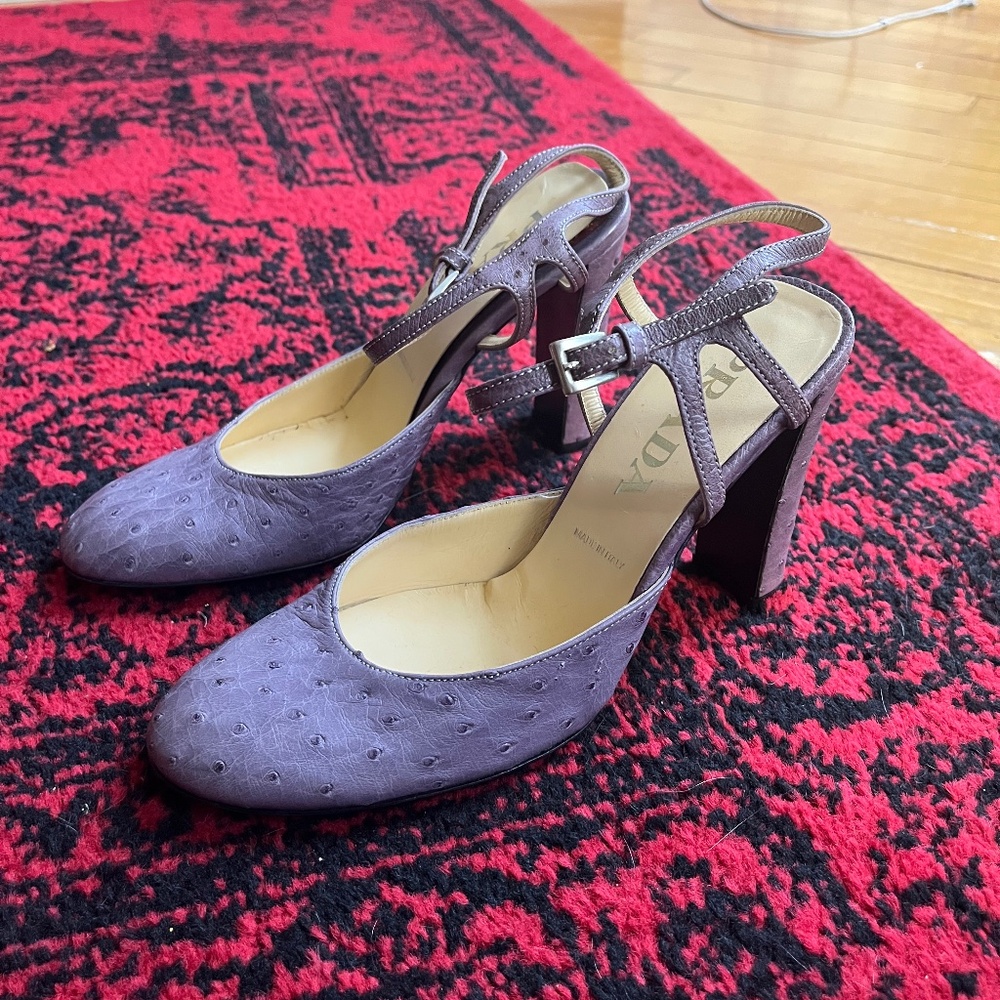 Prada purple ostrich leather Maryjane’s